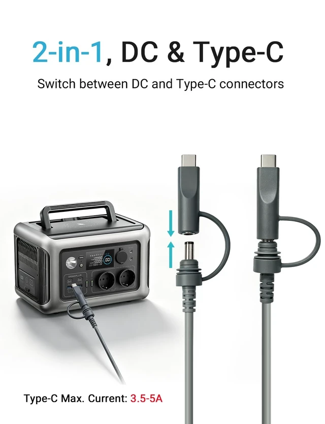 Alt view image 10 of 14 - Starlink Mini Cable Replacement, 33ft Starlink Mini DC Power Cable | 18AWG Waterproof Starlink Power Cord, 2-in-1, DC to DC, Starlink USB C Power Cable, Work with 100W+PD Source, for RV, Camping