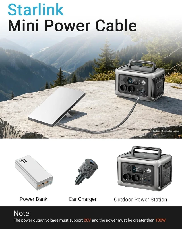 Alt view image 12 of 14 - 2-in-1 Starlink Mini Power Cable, 10ft Replacement Starlink Mini Cord | Starlink Mini Cable with Cable Sleeve, DC to DC & USB C to DC Power Cable,Starlink Mini Accessories, Work with 100W+PD Source