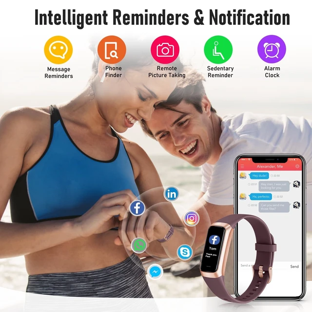 Alt view image 11 of 14 - Fitness Tracker with 24/7 Heart Rate, Blood Oxygen Blood Pressure Sleep Monitor, Activity Trackers 5 ATM Waterproof,Step Calorie Counter Pedometer Health Smart Watch for Women Men Bordeaux