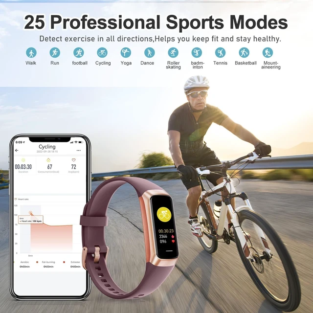 Alt view image 12 of 14 - Fitness Tracker with 24/7 Heart Rate, Blood Oxygen Blood Pressure Sleep Monitor, Activity Trackers 5 ATM Waterproof,Step Calorie Counter Pedometer Health Smart Watch for Women Men Bordeaux