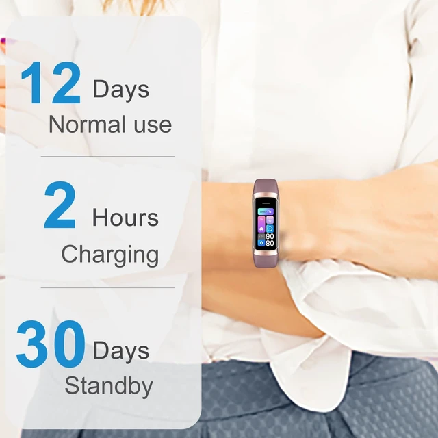 Alt view image 14 of 14 - Fitness Tracker with 24/7 Heart Rate, Blood Oxygen Blood Pressure Sleep Monitor, Activity Trackers 5 ATM Waterproof,Step Calorie Counter Pedometer Health Smart Watch for Women Men Bordeaux