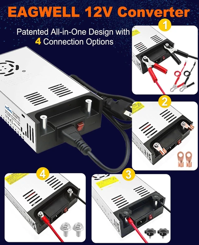 Alt view image 10 of 14 - 110V AC to 12V DC Converter 600W Power Supply 50A | New Version Universal SMPS Transformer for RV, Pump, LED Strip, CCTV, Car Stereo,Diesel Heater Power Supply