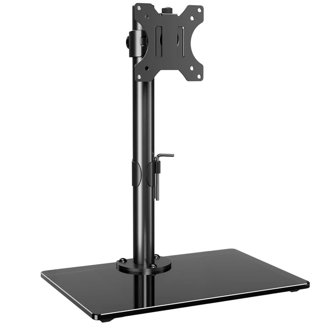 Alt view image 8 of 14 - Single Monitor Stand Fits Max 32 inch Screen, Free-Standing Computer Desk Stand, Display Mount with Height Adjustable, Swivel, Tilt, Rotation, VESA Monitor Stand 100x100