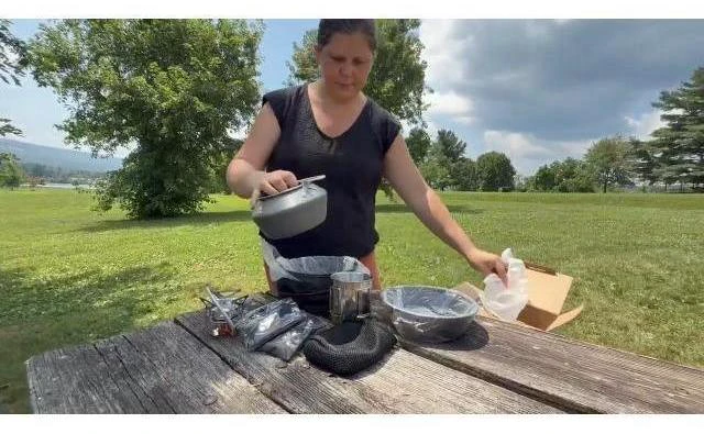 Alt view image 2 of 2 - THTYBROS 17pcs Camping Cookware Kit, 0.45Gal Pot, 7inches Pan,0.30Gal Kettle Set with 2 Set Stainless Steel Cups Plates Forks Knives Spoons for Hiking