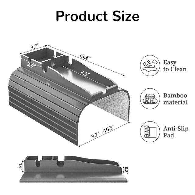 Alt view image 10 of 14 - Couch Armrest Table, Sofa Arm Tray with Removable Cup Holder, 2 in 1 Anti-Slip Armrest Tray Table for Couch, Bamboo Foldable Couch Cup Holder for Drinks Snacks Phone Remote Control