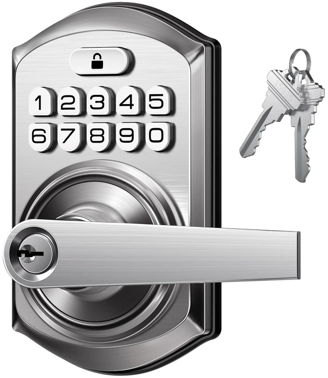 Alt view image 8 of 14 - TE004 Keyless Entry Keypad Door Lock with Handle - Smart Digital Electronic Lock for Interior Door with Anti-Peeping, Auto Lock & Passage Mode - Easy Installation - Satin Nickel