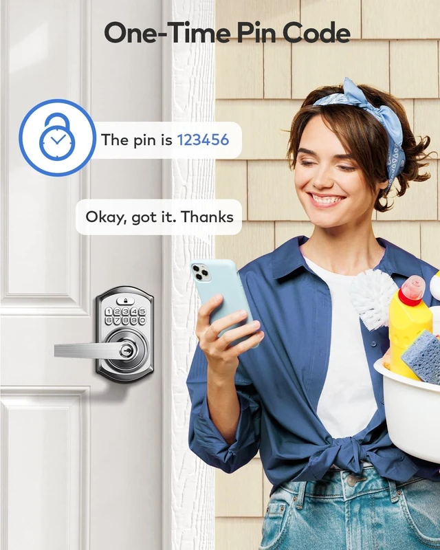 Alt view image 10 of 14 - TE004 Keyless Entry Keypad Door Lock with Handle - Smart Digital Electronic Lock for Interior Door with Anti-Peeping, Auto Lock & Passage Mode - Easy Installation - Satin Nickel