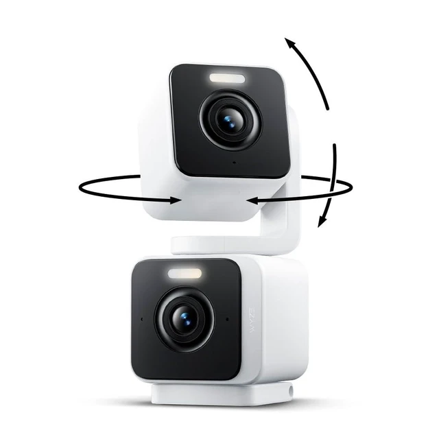 Alt view image 8 of 14 - Duo Cam Pan Indoor/Outdoor IP65 2K 360° Pan/Tilt Smart Home Security Camera with Color Night Vision, Compatible with Alexa & Google Assistant, White