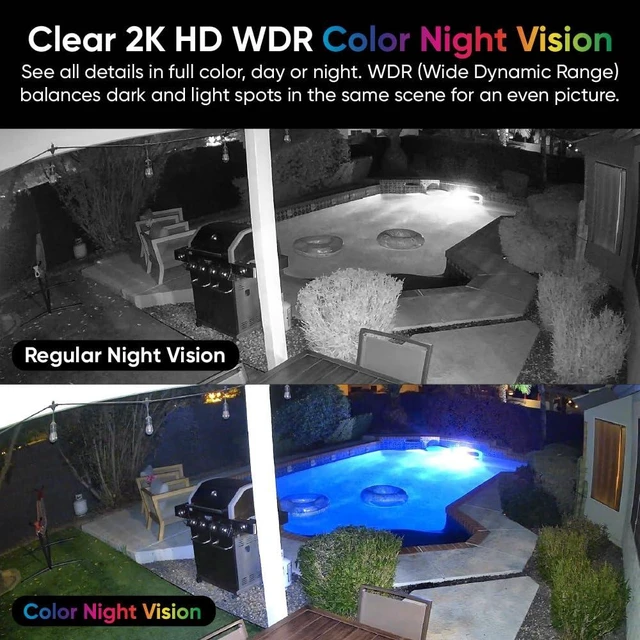 Alt view image 12 of 14 - Duo Cam Pan Indoor/Outdoor IP65 2K 360° Pan/Tilt Smart Home Security Camera with Color Night Vision, Compatible with Alexa & Google Assistant, White