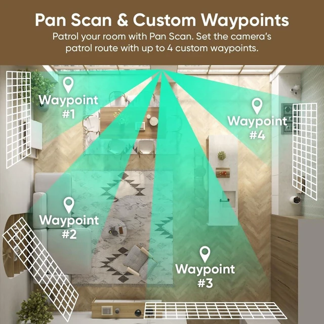 Alt view image 14 of 14 - Duo Cam Pan Indoor/Outdoor IP65 2K 360° Pan/Tilt Smart Home Security Camera with Color Night Vision, Compatible with Alexa & Google Assistant, White