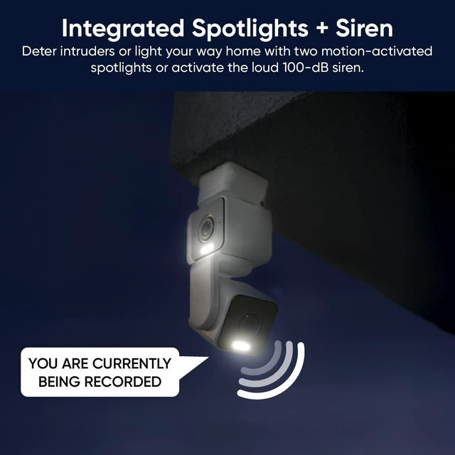 Alt view image 13 of 14 - Duo Cam Pan Indoor/Outdoor IP65 2K 360° Pan/Tilt Smart Home Security Camera with Color Night Vision, Compatible with Alexa & Google Assistant, White