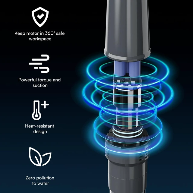Alt view image 11 of 14 - Handheld Pool Vacuum for Above Ground Pool & Hot Tub Vacuum, with 2 Brush Heads, 90 Mins Running Time, 13.2 Gallons/Min Powerful Suction, Ideal for Cleaning Debris and Sand Underwater, Black