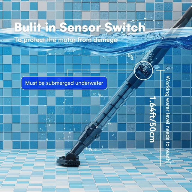 Alt view image 9 of 14 - Handheld Pool Vacuum for Above Ground Pool & Hot Tub Vacuum, with 2 Brush Heads, 90 Mins Running Time, 13.2 Gallons/Min Powerful Suction, Ideal for Cleaning Debris and Sand Underwater, Black