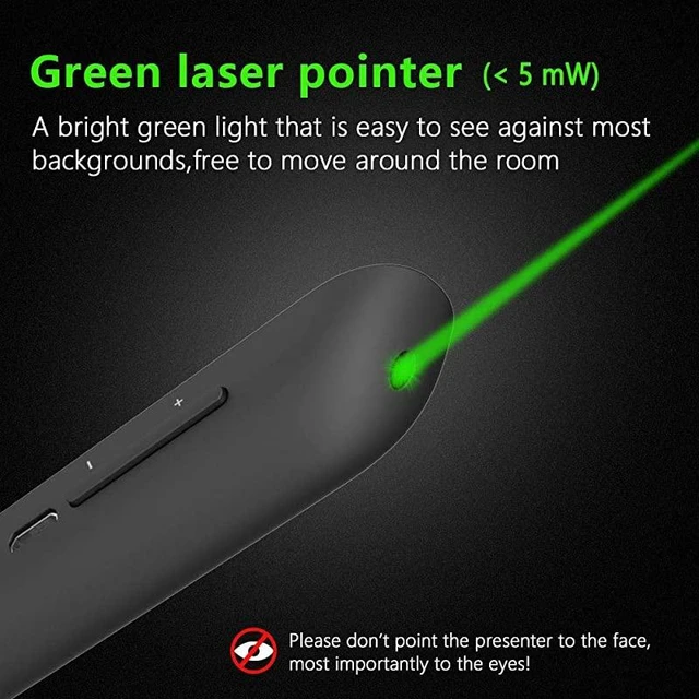 Alt view image 11 of 14 - N76GBK Green Laser Pointer for Presentations Rechargable Hyperlink Volume Control PPT Powerpoint Clicker Presentation Remote for Powerpoint Presentations Laser Pointer Green 24GHz