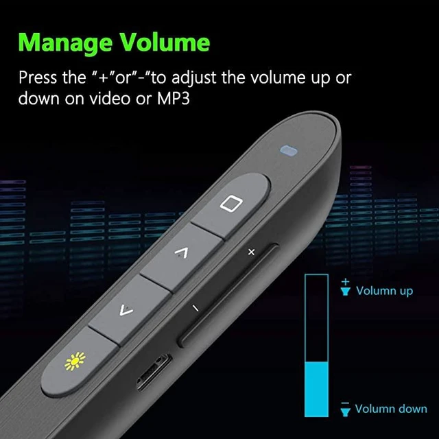 Alt view image 14 of 14 - N76GBK Green Laser Pointer for Presentations Rechargable Hyperlink Volume Control PPT Powerpoint Clicker Presentation Remote for Powerpoint Presentations Laser Pointer Green 24GHz