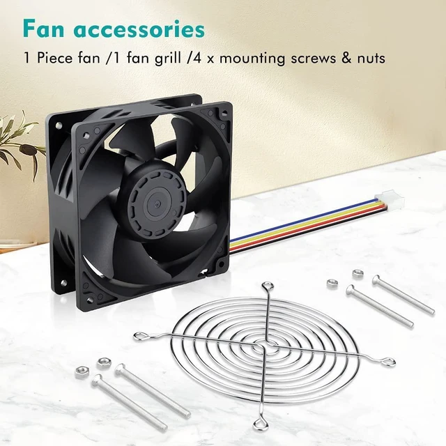Alt view image 14 of 14 - Wathai 12038 120mm x 38mm PWM Computer PC Case Fan 12V 4pin 5300rpm High Airflow Duall Ball CFM FG DC Brushless Cooling Fan