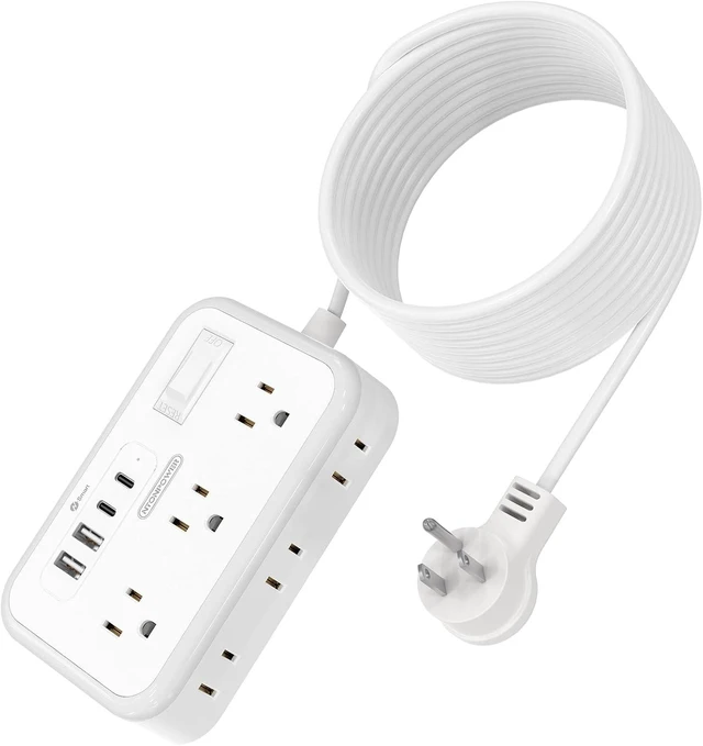 Alt view image 8 of 14 - Extension Cord 15 ft, Surge Protector Power Strip with 6 Widely Outlets 4 USB Ports, Flat Plug, Wall Mount Outlet Extender, 1080 Joules, Multiple Outlets for Indoor Home Office, Dorm Room Essentials