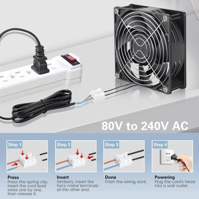 Alt view image 10 of 14 - GDSTIME EC Cooling Fan, 120mm Fan, 120mm 38mm AC 110V 115V 120V 220V 240V, Dual Ball Bearing