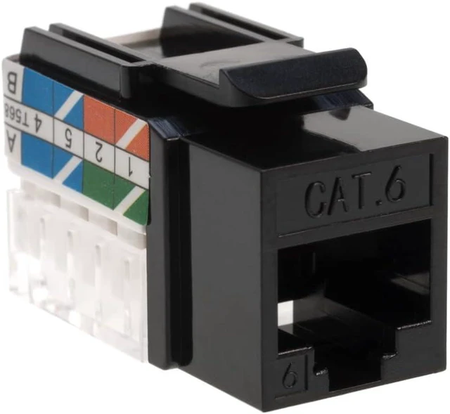 Alt view image 9 of 12 - Cat6 45° Angled Keystone Ethernet Wall Jack Punch Down UTP 45-Degree (Easier Termination Than 90-Degree), RJ45 Slim Profile Speed Termination Black (10)