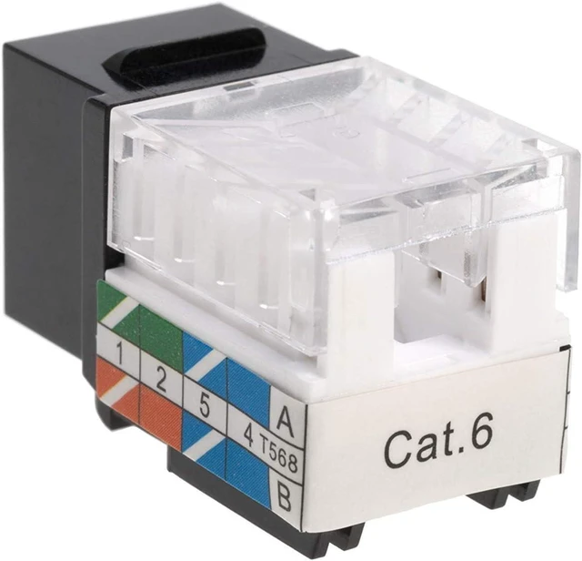 Alt view image 8 of 12 - Cat6 45° Angled Keystone Ethernet Wall Jack Punch Down UTP 45-Degree (Easier Termination Than 90-Degree), RJ45 Slim Profile Speed Termination Black (10)