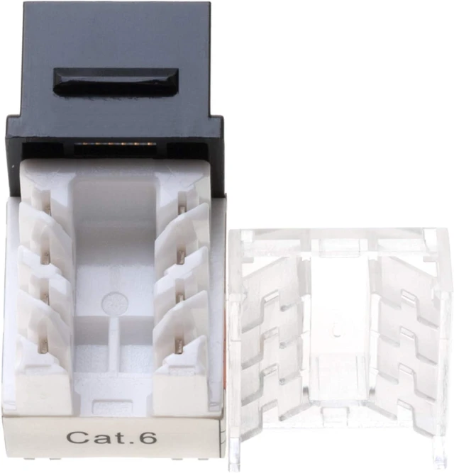 Alt view image 10 of 12 - Cat6 45° Angled Keystone Ethernet Wall Jack Punch Down UTP 45-Degree (Easier Termination Than 90-Degree), RJ45 Slim Profile Speed Termination Black (10)