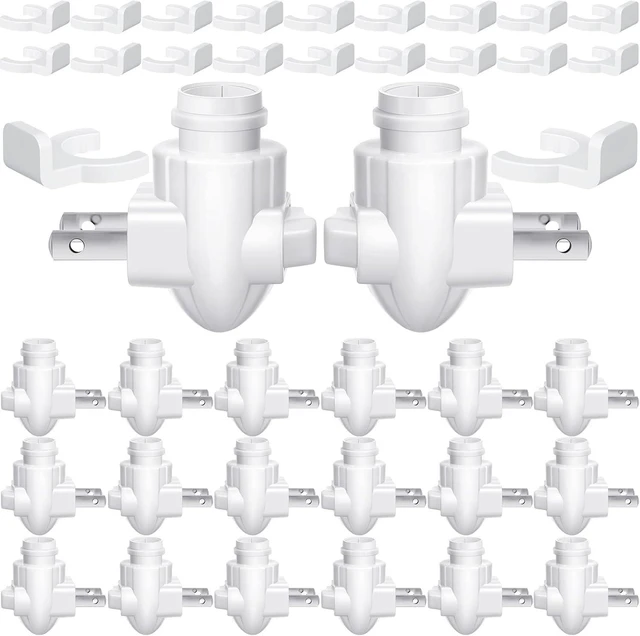 Main image of 20 Sets Plug-In Night Light Module Base with Shade Mounting Clip, Rotating Plastic Base for Making Your Own Decorative Light (White)