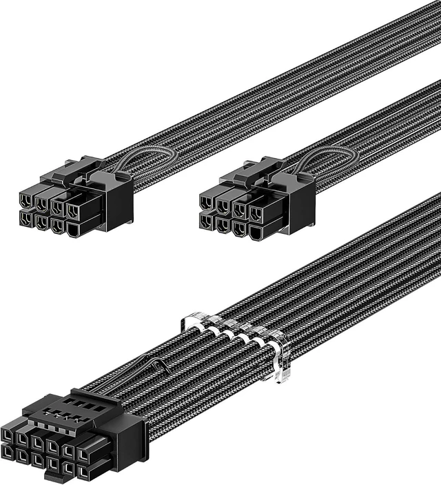Alt view image 2 of 7 - PCIe 5.0 Power Cable 70cm 2x8pin (6+2) with 90 Degree Type A Adapter | 12VHPWR Connector for RTX 4070 4080 4090, Sleeved Cord for Seasonic Modular PSU