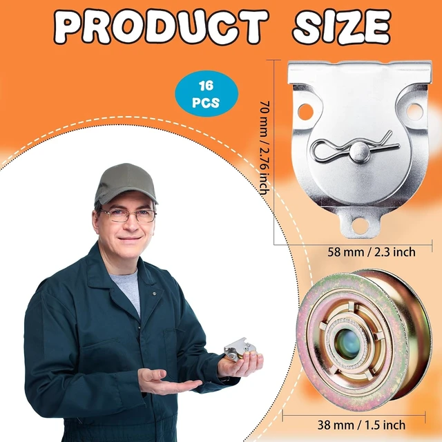 Alt view image 2 of 7 - 16-Pack 1-1/2" Wall Mount Pulleys, 6000 lb for 3/8" Rope, Zinc-Plated