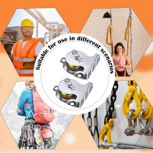Alt view image 7 of 7 - 16-Pack 1-1/2" Wall Mount Pulleys, 6000 lb for 3/8" Rope, Zinc-Plated