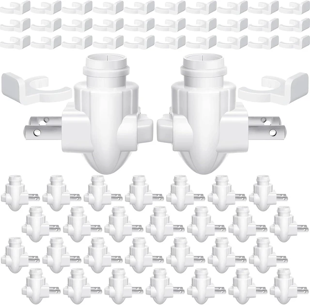 Main image of 30 Sets Plug-In Night Light Module Base with Shade Mounting Clip, Rotating Plastic Base for Making Your Own Decorative Light (White)