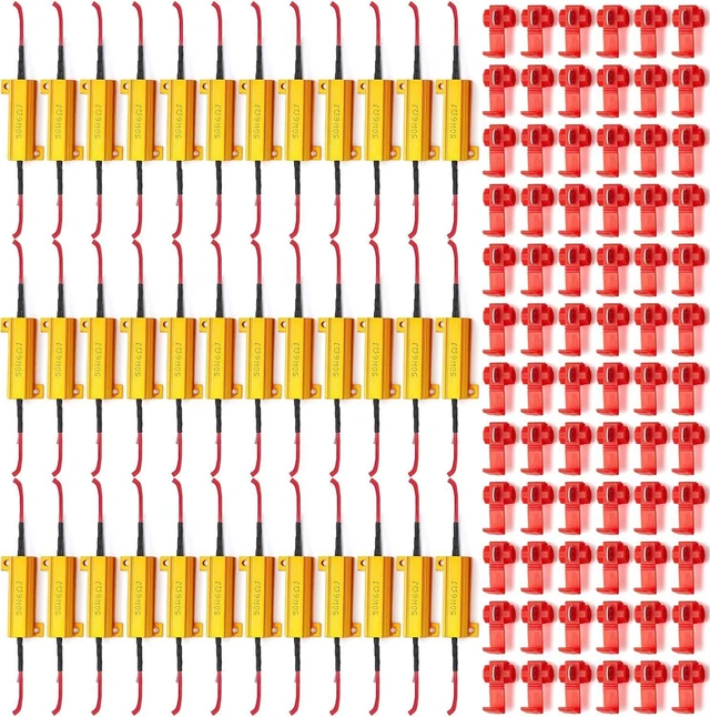 Main image of 36 Pack 50W 6ohm Load Resistor LED Kit to Fix Fast Flash, Blink Error Code & Flickering for Headlights, Tail Light, License Plate & DRL