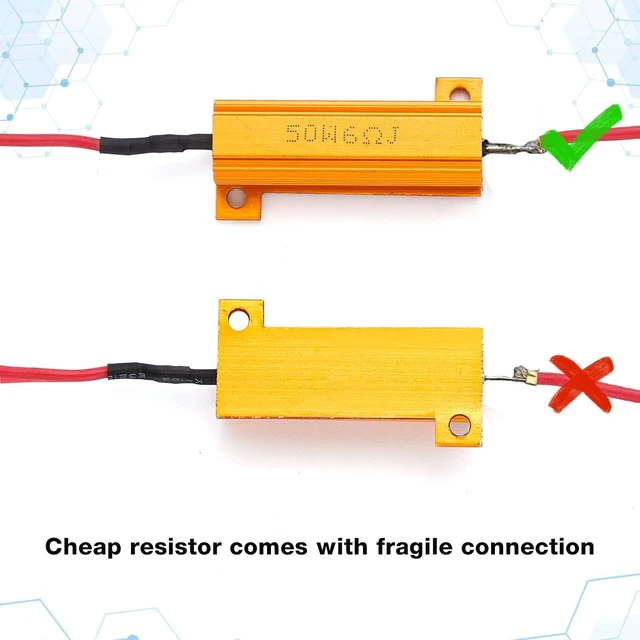 Alt view image 4 of 5 - 36 Pack 50W 6ohm Load Resistor LED Kit to Fix Fast Flash, Blink Error Code & Flickering for Headlights, Tail Light, License Plate & DRL