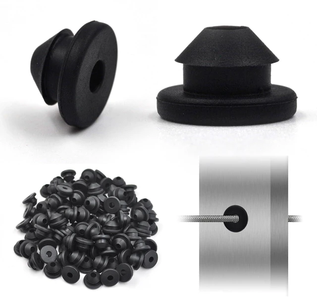 Main image of 300 Pack Cable Railing Rubber Grommets | Fit 1/8" 5/32" 3/16" Cables for Metal Posts, Protective Sleeves for Indoor & Outdoor Railing