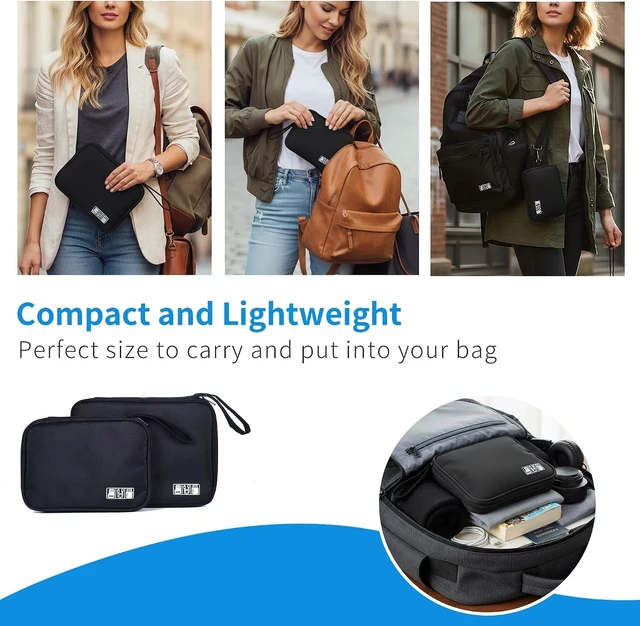 Alt view image 5 of 6 - 7-Pack Electronics Travel Organizer Case Large Cable Pouch for Chargers, Cords, Power Bank, SD Card, Phone & Earphone (Black)