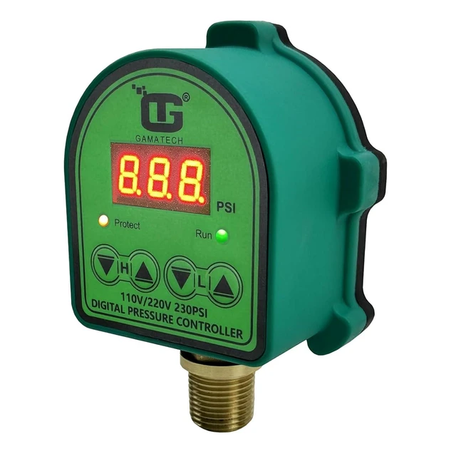 Alt view image 3 of 7 - GamaTech Digital Adjustable Pressure Switch Controller 110V/220V 10A/5A for Water & Air Pumps, 1/2" Male NPT, 0-230 Psi