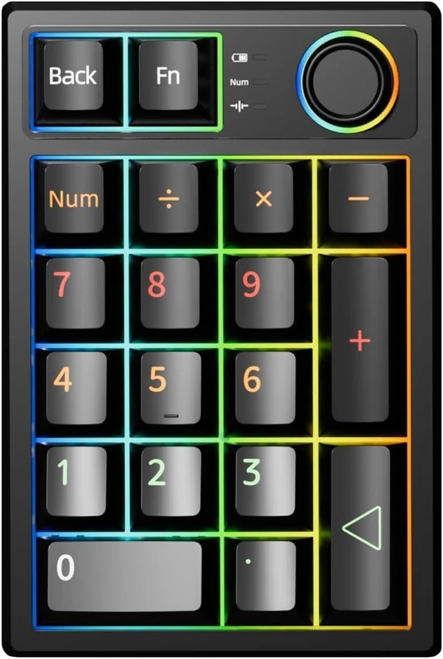 Main image of Gasket Creamy Mechanical Numpad - Programmable Macro Keypad, Wireless 2.4G/Bluetooth 5.0/Wired USB-C, RGB Backlit, Hot Swappable, Metal Knob, Black