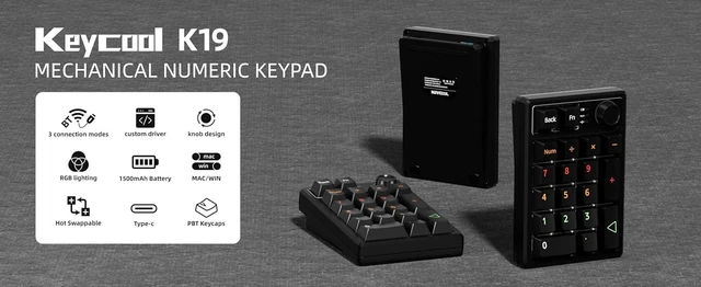 Alt view image 2 of 7 - Gasket Creamy Mechanical Numpad - Programmable Macro Keypad, Wireless 2.4G/Bluetooth 5.0/Wired USB-C, RGB Backlit, Hot Swappable, Metal Knob, Black