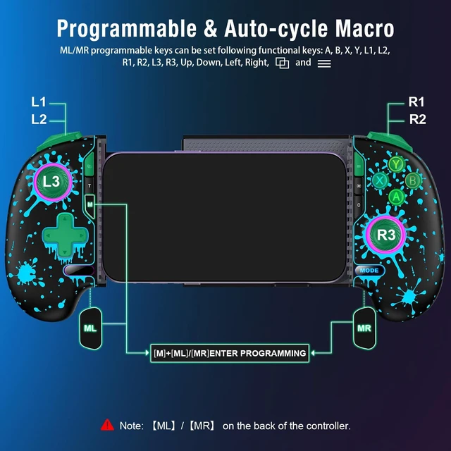 Alt view image 2 of 6 - Wireless Mobile Game Controller for iPhone/Android with Hall Joystick & Phone Case Support