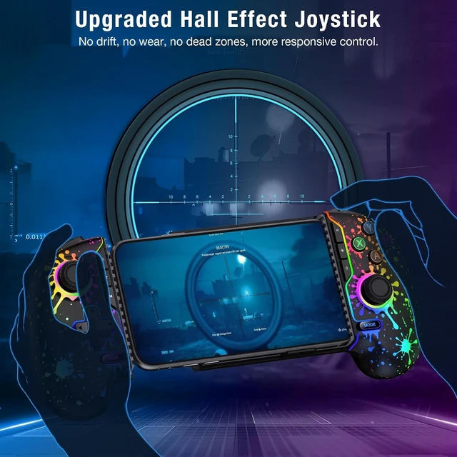 Alt view image 5 of 6 - Wireless Mobile Game Controller for iPhone/Android with Hall Joystick & Phone Case Support