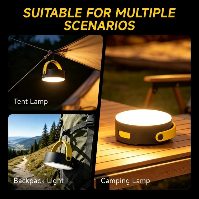 Alt view image 2 of 7 - 2-Pack Solar Camping Lantern with Type-C, IPX4 Waterproof, 300 Lumen, 4 Modes for Hiking & Emergency
