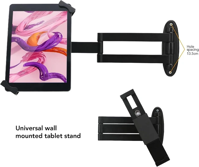 Alt view image 2 of 7 - Foldable Wall Mount Holder for 7 to 11 Tablet, with Lock (Black)