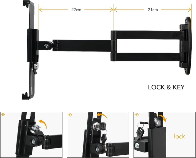 Alt view image 3 of 7 - Foldable Wall Mount Holder for 7 to 11 Tablet, with Lock (Black)