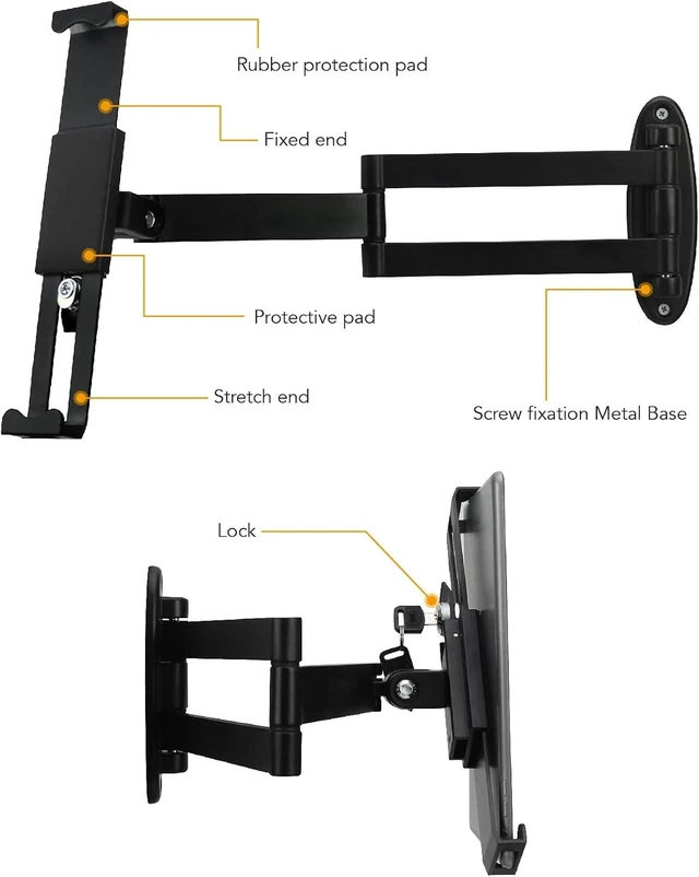 Alt view image 4 of 7 - Foldable Wall Mount Holder for 7 to 11 Tablet, with Lock (Black)