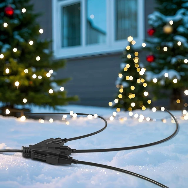 Alt view image 6 of 7 - 2-Pack Outdoor Extension Cord Set for Holiday Yard Decorations & Garden Equipment, Three Outlets, Total Load up to 13Amps/1625Watts (Black, 25ft)