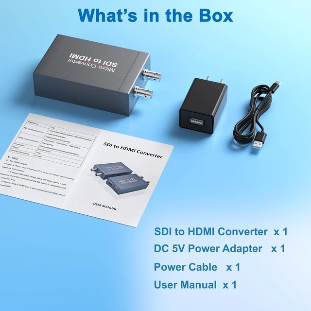 Alt view image 7 of 7 - SDI to HDMI Converter Supports 1080p HD/3G/SD-SDI, Video & Audio for Camera, Monitor, Projector, BNC Adapter with SDI Loop Out