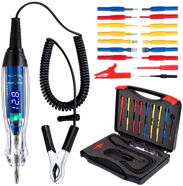 Main image of 3-72V DC LED Digital Automotive Circuit Tester with Voltmeter 18-Piece Multi-Function Auto Fuse Voltage Test Light Probe Kit