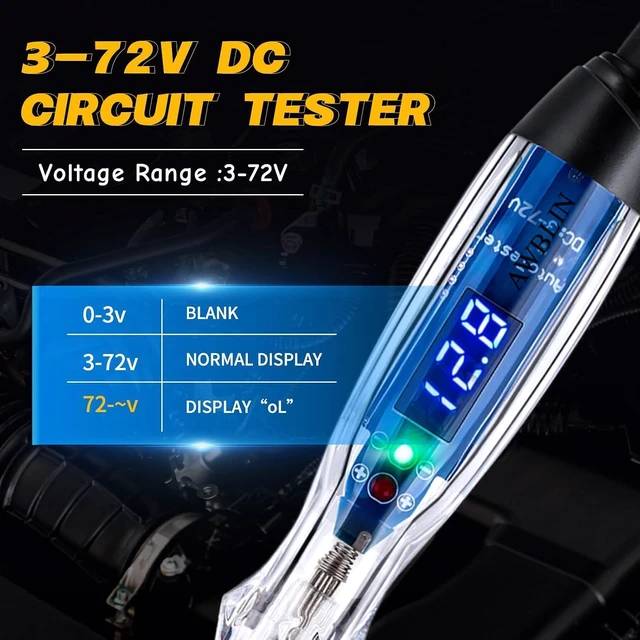 Alt view image 4 of 7 - 3-72V DC LED Digital Automotive Circuit Tester with Voltmeter 18-Piece Multi-Function Auto Fuse Voltage Test Light Probe Kit