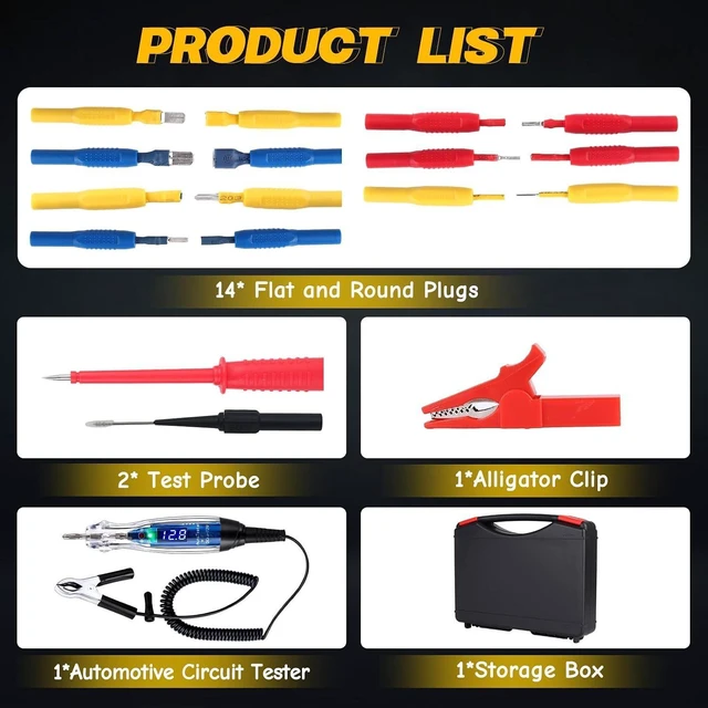 Alt view image 6 of 7 - 3-72V DC LED Digital Automotive Circuit Tester with Voltmeter 18-Piece Multi-Function Auto Fuse Voltage Test Light Probe Kit