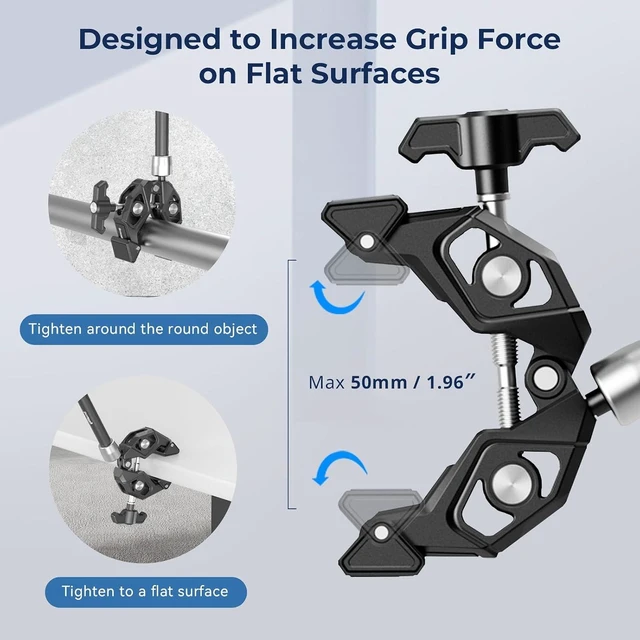 Alt view image 3 of 7 - Magic Arm Clamp Kit Articulating Friction Arm with Super Clamp & 1/4"-20 Screw, for Camera, Light, Monitor, Webcam & Action Cameras, 1.5kg Load
