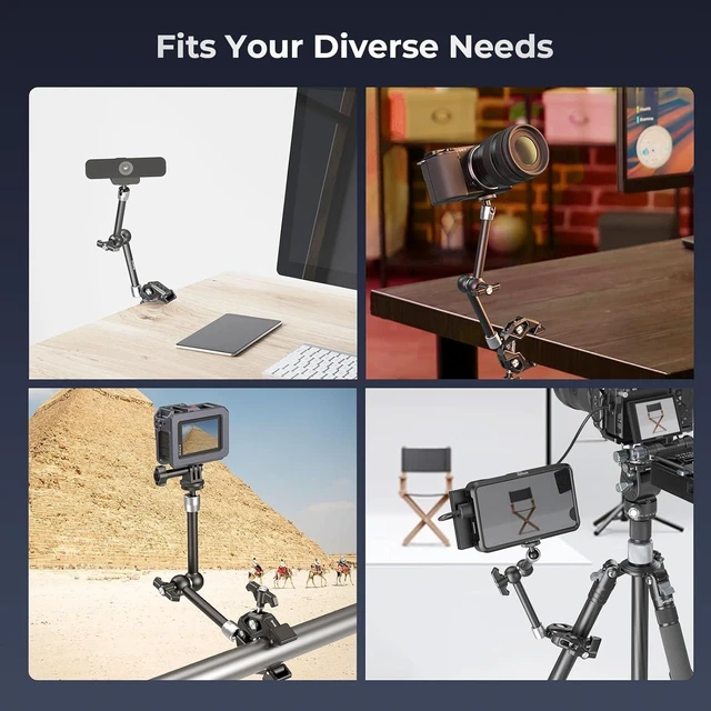 Alt view image 7 of 7 - Magic Arm Clamp Kit Articulating Friction Arm with Super Clamp & 1/4"-20 Screw, for Camera, Light, Monitor, Webcam & Action Cameras, 1.5kg Load